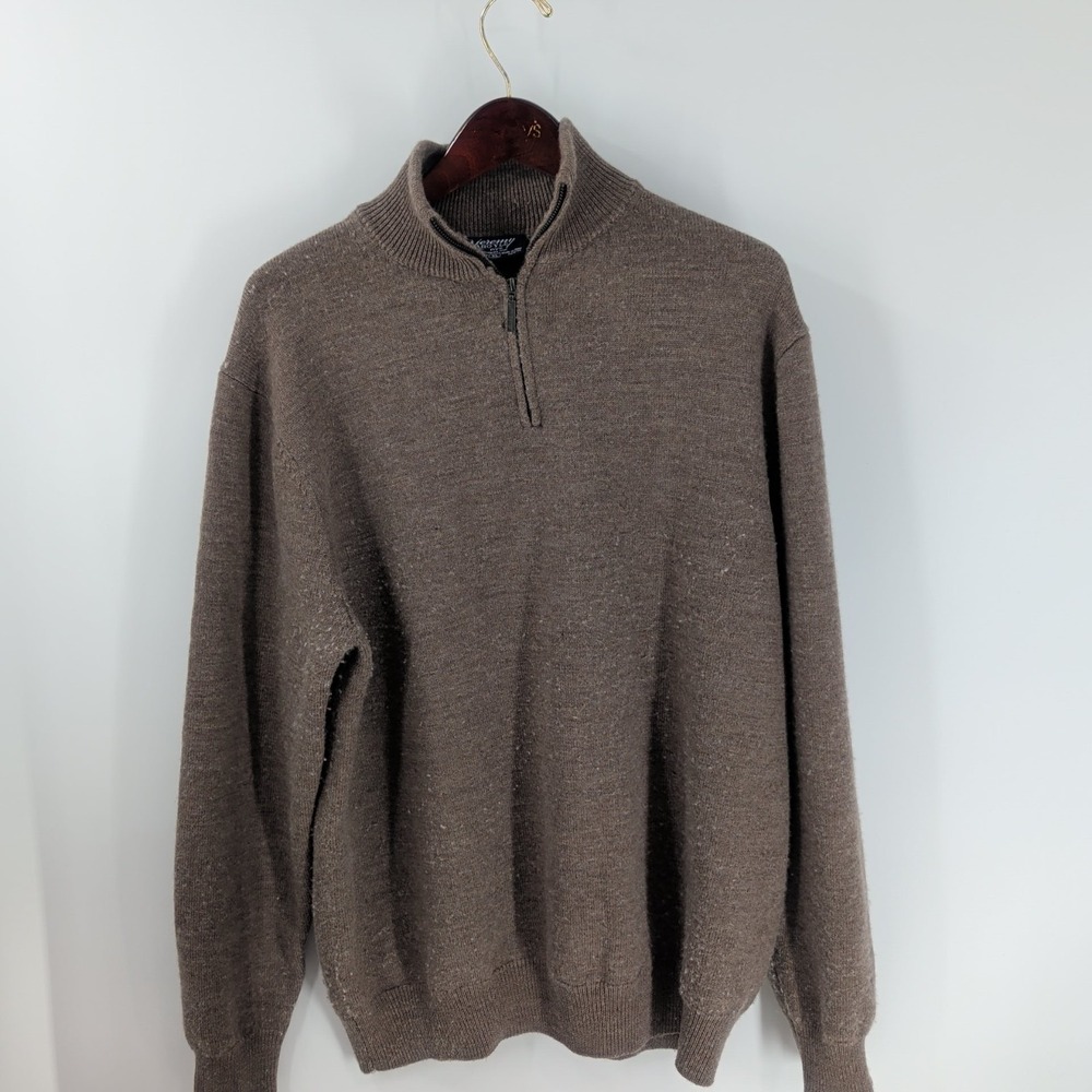 Vintage Y2K Jeremy Argyle NYC Quarter Zip Merino Wool Pullover Sweater‎ Brown XL
